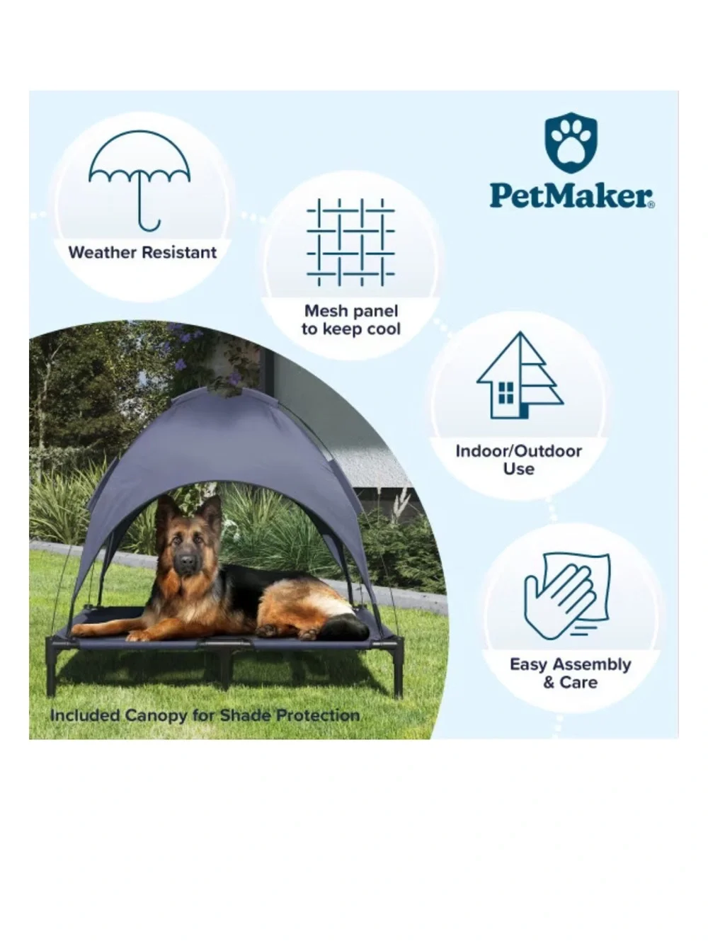 Pet Adobe elevated Pet Bed Canopy - Blue L